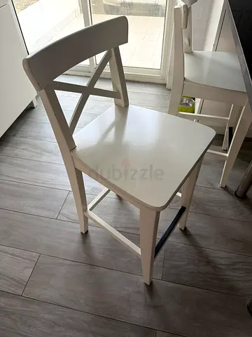 IKEA White wooden dining chair/stool with cross-back, good condition