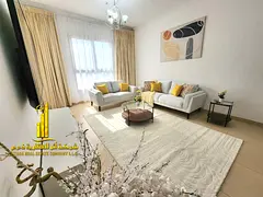 Luxury apartment, second occupancy, one bedroom, living room with balcony. Ajman, Jasmine Towers. av