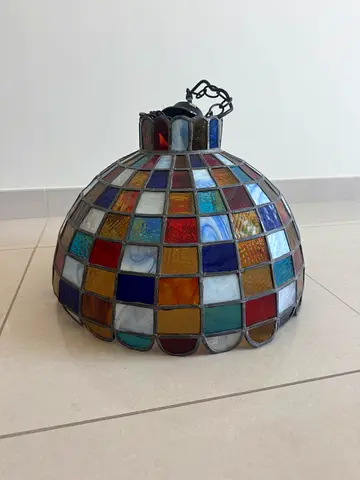 Stained Glass Tiffany-Style Hanging Lamp Shade - Multicolour