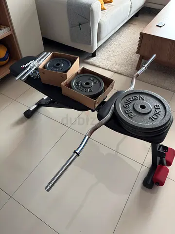 Pro Iron Weights + Bench (Barbells , Dumbbells)