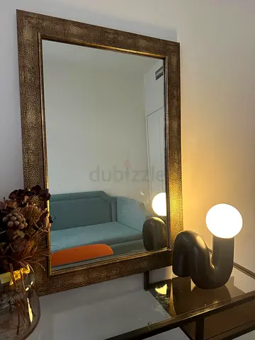 Decorative Wall Mirror with Textured Gold Frame