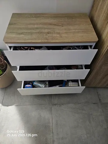 Modern 3 Drawer Chest with Wood Top