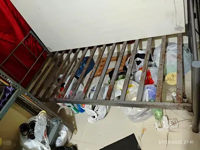 Single metal bed frame - used, sturdy slatted base(no matters)