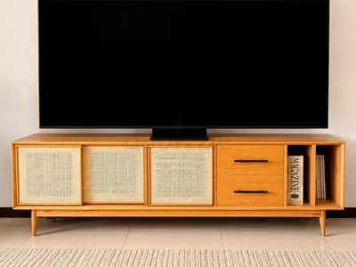 Media TV Console - Real Oak