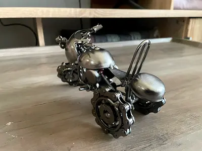 Handcrafted Metal Motorcycle Sculpture - home Decor