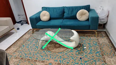Sofa Set 2 pc , 1  blue sofa 3 seat , 2 beige sofa 2 seat