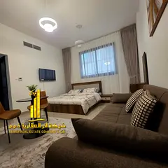 Furnished studio apartment with separate kitchen, very high-end furnishings, for monthly rent in Ajm