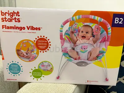 Bright Starts Flamingo Vibes Vibrating Bouncer - Brand New