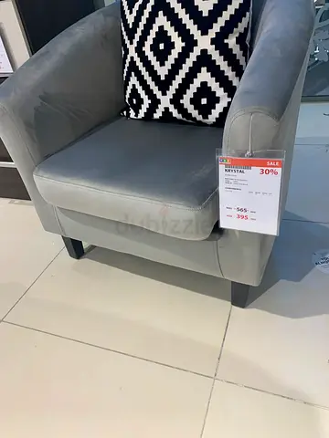 Grey Velvet Armchair - Single Seat Accent Chair