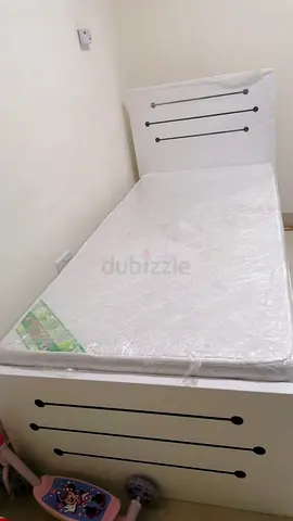 Single White Bed with Mattress