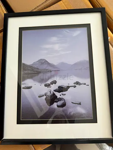 Framed black-and-white landscape photograph print