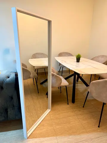 Full-length wall mount white framed mirror - good condition