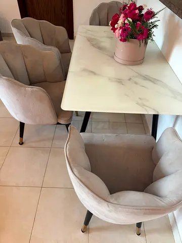 Set of 4 Gray Velvet Dining Chairs - Gently Used