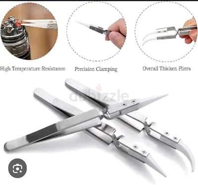 Set of 3 Precision Stainless Steel Tweezers / ESD Pliers for Electronics Repair