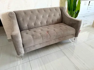 Grey Velvet 3-Seater Sofa in Excellent Condition
