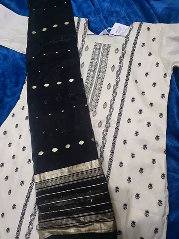 Brand New Black & White Designer Churidar Set