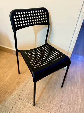 Black Metal Frame Dining/Study Chair with Perforated Seat & Back