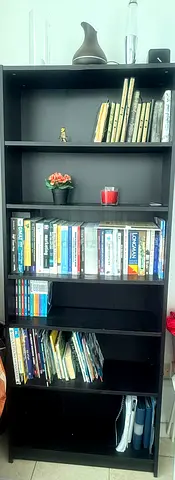 Used bookshelf black with 5 shelf- good condition
