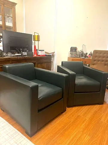 x2 POLTRONA FRAU Linea A Armchair by Peter Marino dark green genuine leather L76 D84 H45/73 cm