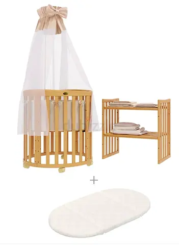 ComfortBaby 7-in-1 Convertible Baby Cot – Natural Wood