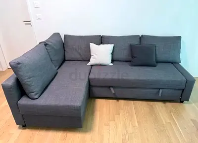 Grey L-Shaped Corner Sofa Bed IKEA