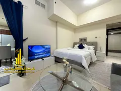 Furnished separate kitchen studio with balcony and open view for monthly rent in Ajman - Al Jurf 2 -