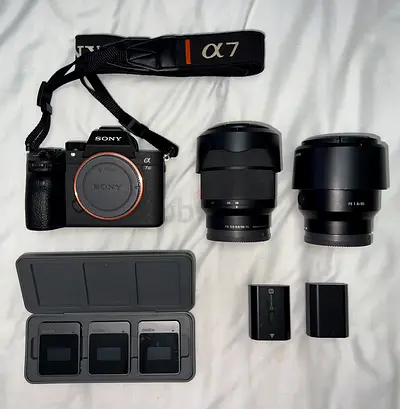 Sony Alpha 7III Mirrorless Camera with 28-70mm and 85mm Lenses and Godox Mics
