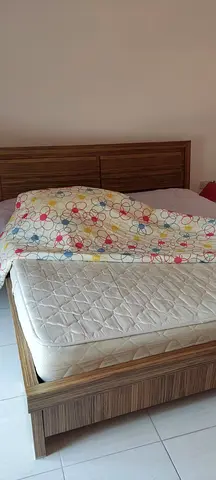 Wooden Queen Bed Frame with Mattress – Good Condition