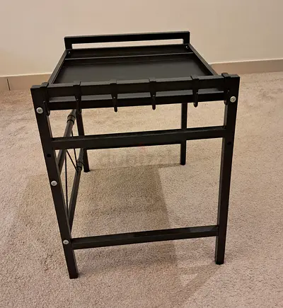 Black Metal Microwave Stand with Hooks - Kitchen Table