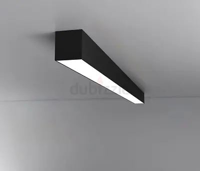 Modern rectangular LED ceiling light - slim black linear fixture