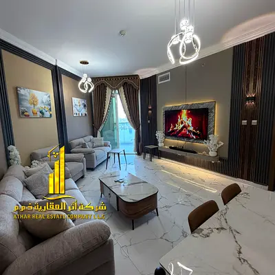 Super deluxe one-bedroom apartment with sea view in Ajman - Al Rashidiya 1 - Oasis Towers - furnished, available for monthly rent
