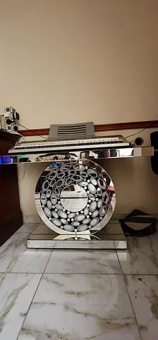 Modern Circular Decorative Mirror with Chrome Frame