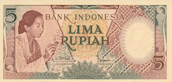 INDONESIA 5 RUPIAH BANKNOTE 1958