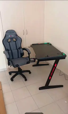Gaming Desk with RGB Lights + Ergonomic Gaming Chair (used)