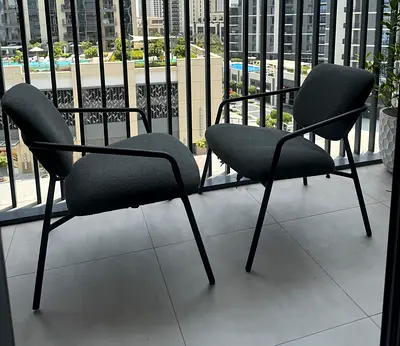 Pair of Modern Black Fabric Chairs