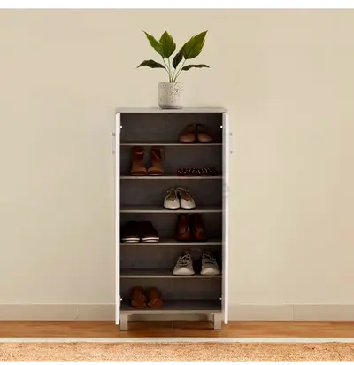 Shoe rack, grey/white, 32x120x60