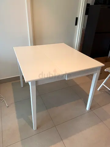 White IDANÄS drop-leaf desk / table with drawer, 51/86x96 cm