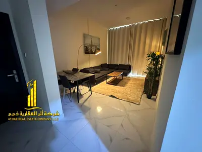 Luxury apartment, second occupancy, two bedrooms, living room, and open balcony. Ajman, Al Hamidiya. Fully furnished, for monthly rent.