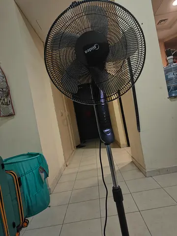 Used Midea Standing Pedestal Fan - Adjustable Height, Working Condition