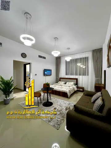 🏡 For monthly rent – ​​The most luxurious and elegant studio apartment with a separate kitchen in Al Nuaimiya 1, near Kuwait Street and Al Ittihad St