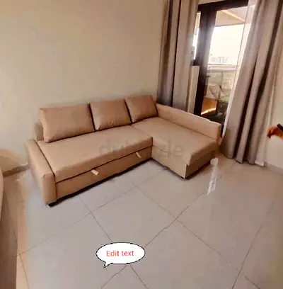 IKEA L Shape Sofa cum bed with big storage and you can fix the storage left or right anyside you wan