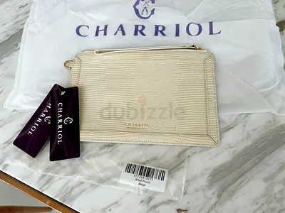 Charriol beige leather pouch/wristlet - new with tags
