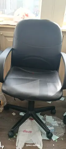 Used Black Office Swivel Chair with Armrests - Good Working Condition