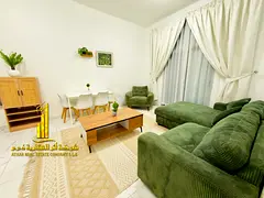 Luxury apartment, first occupancy, one bedroom and living room with an open balcony. Ajman, Al Muwai