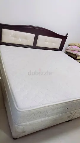 Mattresses and Super King size(200x200) wooden bed frame modular type with headboard (dark wood).