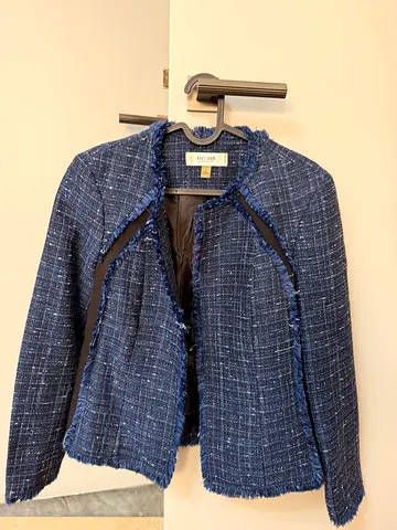 Navy Blue Tweed Women's Jacket - Size M