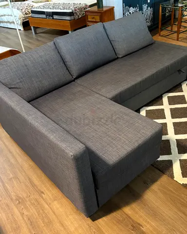 Grey Fabric L-Shaped Sectional Sofa