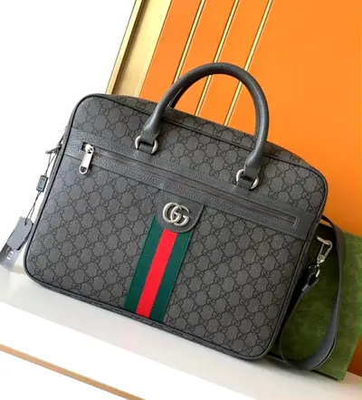 Gucci Briefcase Laptop Shoulder gray Strap