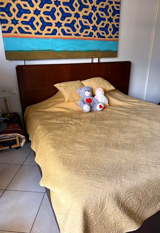 King wooden bed frame with headboard - good condition