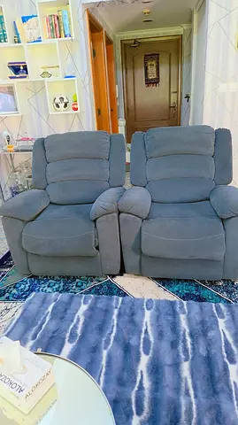 Pair of Grey Recliner Armchairs - Comfortable Two-Seater Setup